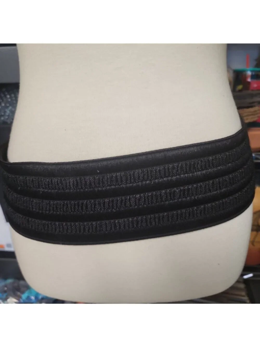 Patent Leather Glossy Black Wide Belt Size S M Elastic Fits 30-33